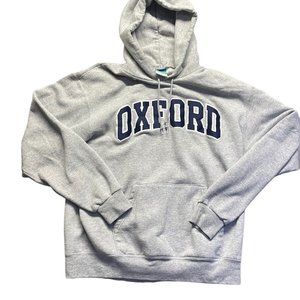 Champion Hoodie Adult Size Large Eco Fleece Weave Oxford Logo Grey Stitched